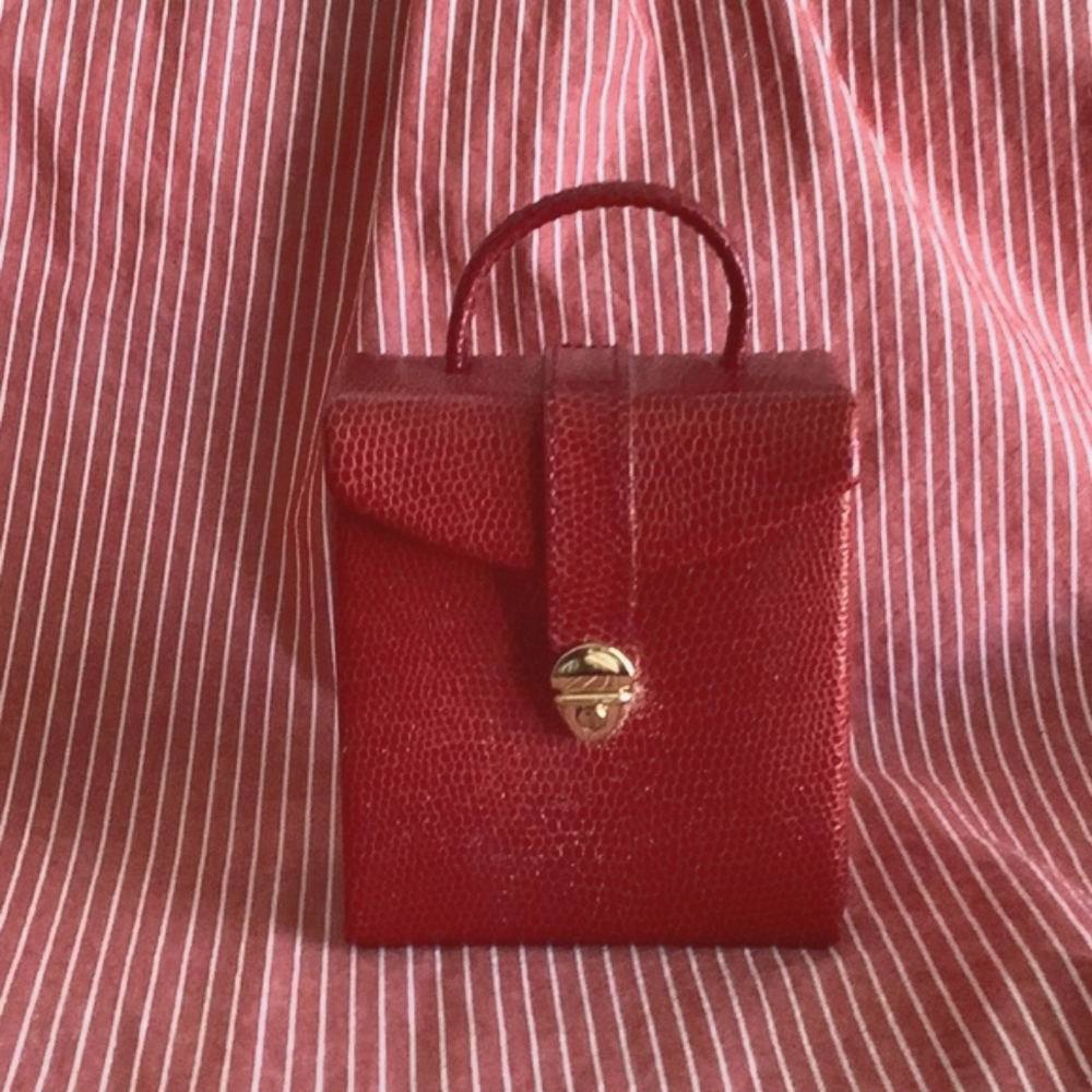 Jewelry travel case, red faux leather